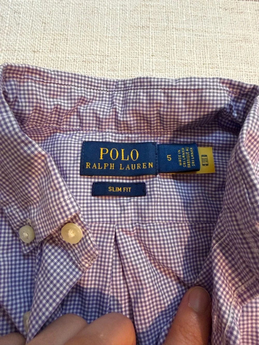 Polo Ralph Lauren Slim Fit Lavender Gingham Dress Shirt
